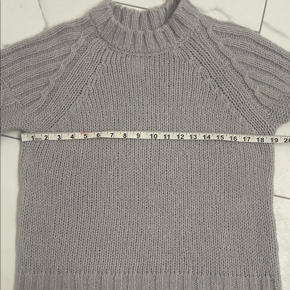 Cocogio Sweater Cozy Lt. Gray Mock Neck Cable Knit Sleeves OS Relaxed FitSz S - Picture 10 of 12